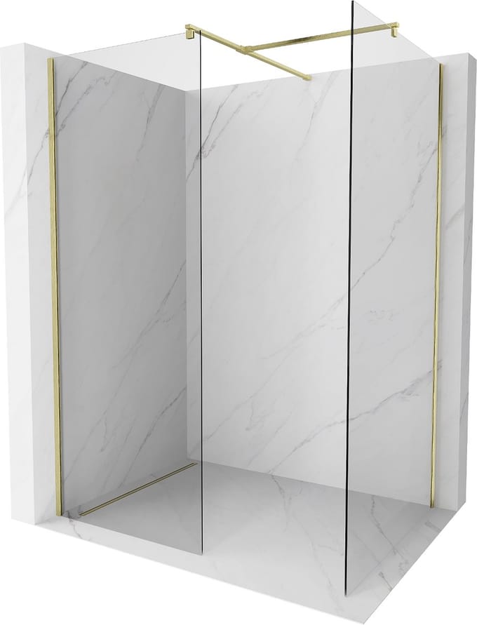 Mexen Kioto douchewand inloop 145 x 100 , transparant, geborsteld goud - 800-145-202-55-00-100