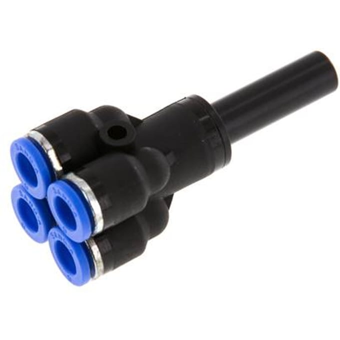 6mm x 8mm 4-way Y Manifold Messing/PA 66 Insteekfitting Plug NBR