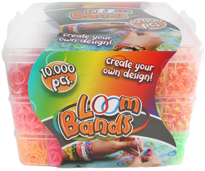 Van Manen loom bands opbergbox 3 lagen 10.000 elastiekjes knutselset.