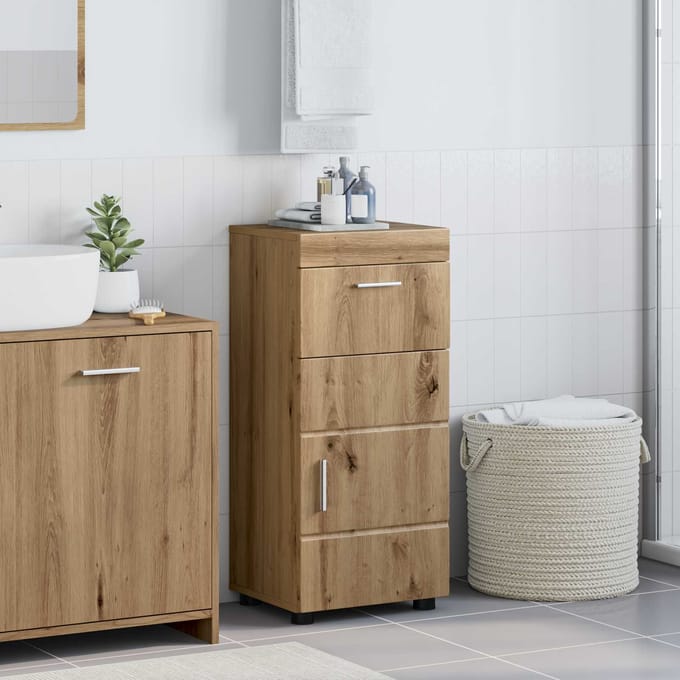 vidaXL - Badkamerkast - set - TULUM - Artisan - Eiken - 37 - x - 31,5 - x - 82 - cm