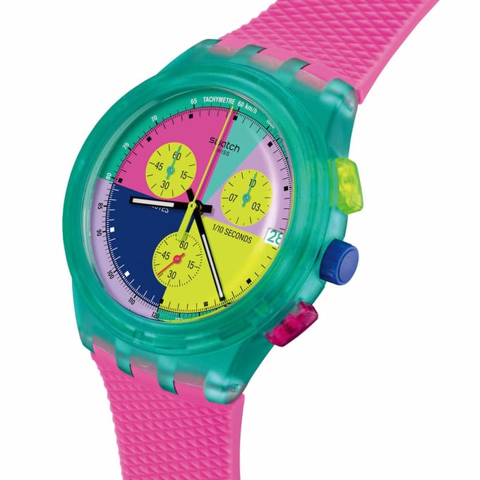 Swatch New Chrono Plastic SUSG408 Neon Flash Arrow Horloge