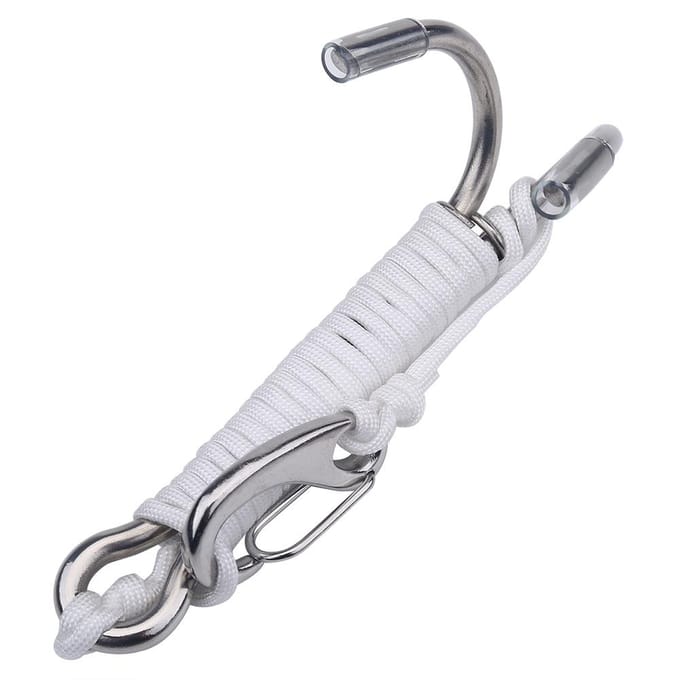 Crochet de dérive récifale double en acier inoxydable pour plongée sous-marine avec ligne pour plongée en grotte (blanc) blanc