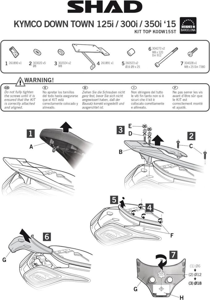 Support de top case Shad pour scooter Kymco 350 Downtown Après 2016 K0DW15ST