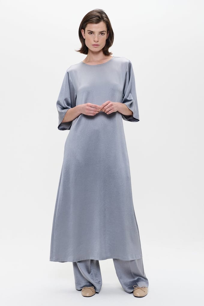 ZENGGI Satin Dress Silver Mink Größe: M | Maxikleider Outlet | Damen | Grau