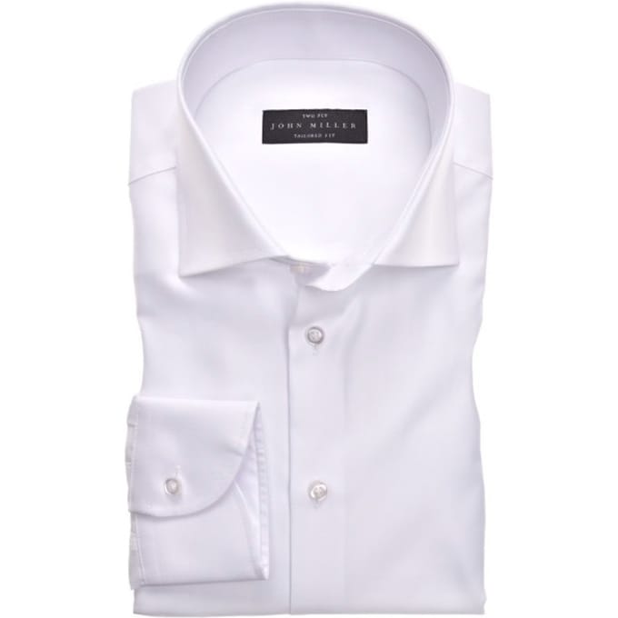 John Miller Tailored Fit Lange Mouw Overhemden Wit 5333510-910