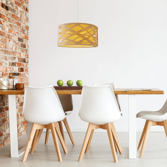 Näve Hanglamp Finja met kap in bamboe-optiek