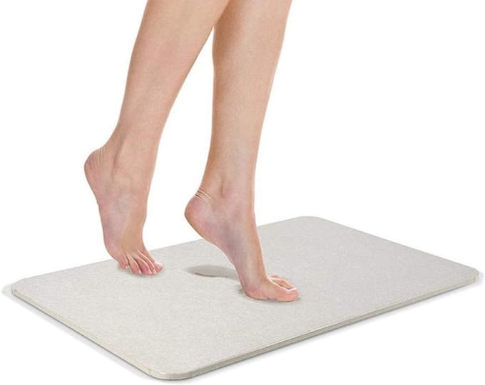 Super absorberende diatomiet badmat - Antislip, snel drogend, ideaal voor douche, bad en wastafel (Wit)