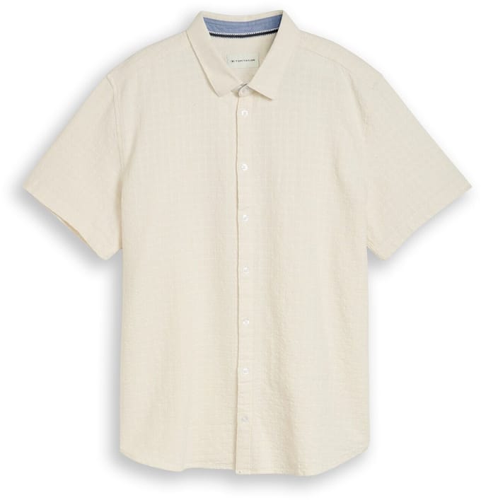 Tom Tailor - Plus Size - Korte mouwen overhemd van katoen - Maat 2XL - Gardenia White