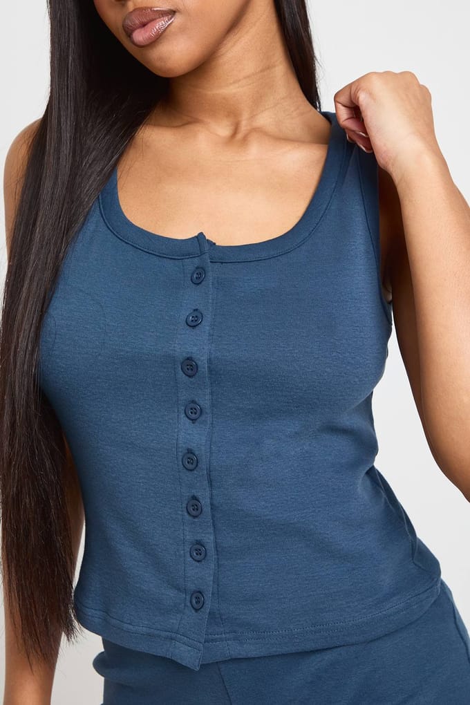 boohoo Dames Doorknoop Vestje | Marineblauw | Maat: 42