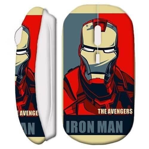 Souris sans fil - MANIACASE - Iron Man - Blanc - USB wifi - Compatible Mac et PC
