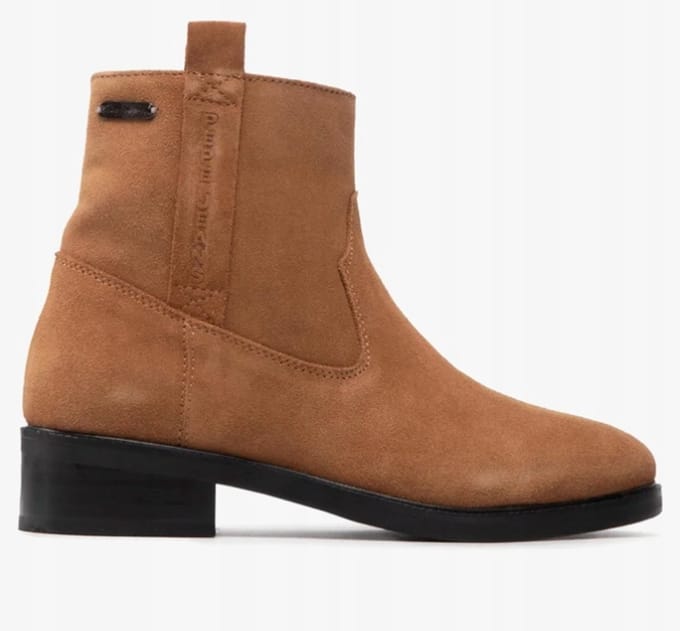 Pepe Jeans - Leren Enkellaarzen - Blokhak - Bruin - Maat 41