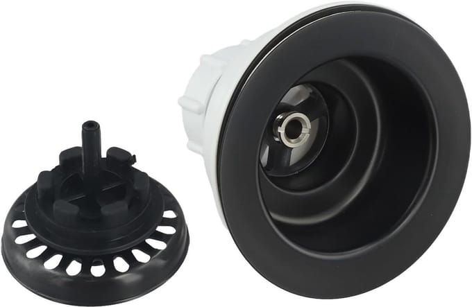 Keuken Afval Kit - Gootsteen Zeef - Voorkom Verstopping - Efficiënte Vanger - 114mm Flens - Zwart
