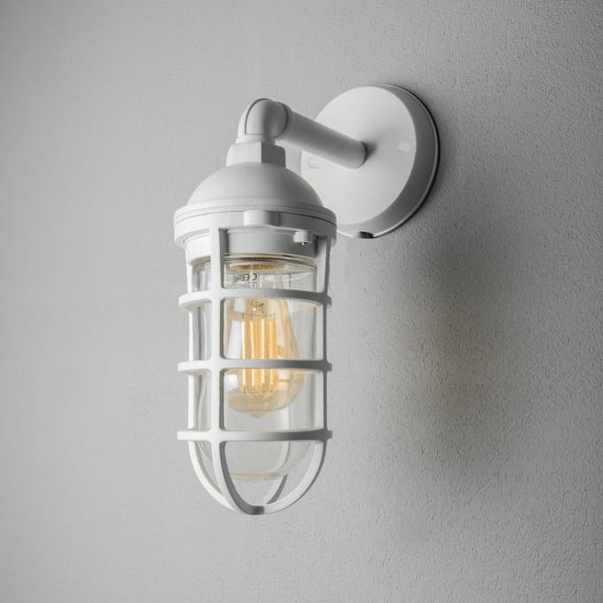 Konstsmide Olbia buitenwandlamp, wit, aluminium, hoogte 33 cm
