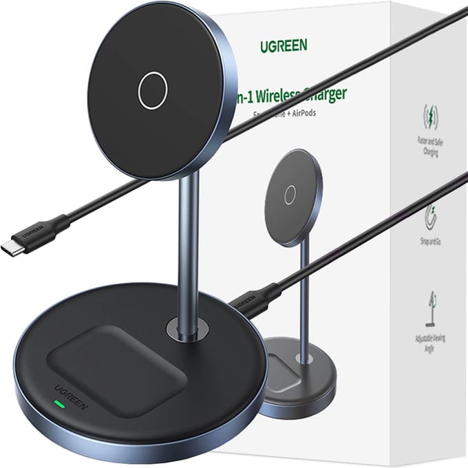 Ugreen - CD317 - MagSafe/Qi 2in1 laadstation - zwart