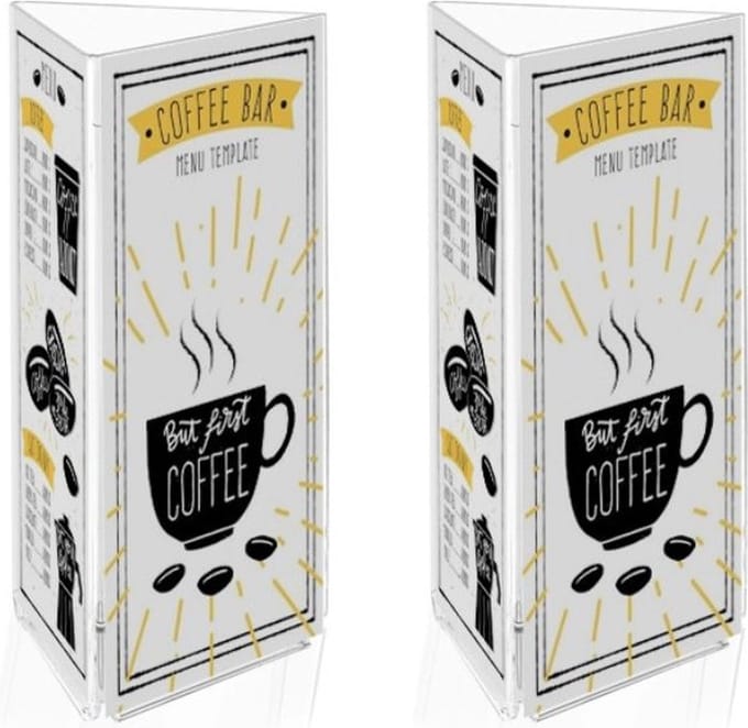 2pack | Menukaarthouder driezijdig formaat 14,8cm x 21cm (A5) staand | Folderstandaard | acryl standaard | acryl kaarthouder | menustandaard 14,8cm x 21cm | folderhouder | flyerhouder