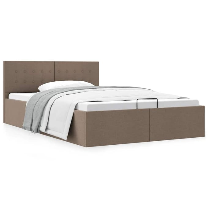 vidaXL - Bedframe - met - hydraulische - opslag - stof - taupe - 120x200 - cm