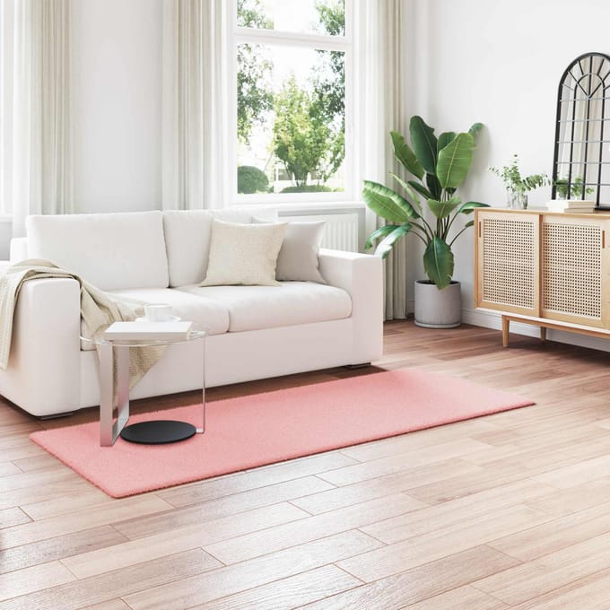 vidaXL Antislip vloerkleed van imitatie konijnenbont OLITE Roze