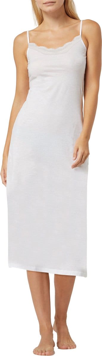 Onderjurk met Kant - Dames - Bamboe Viscose - Wit - Lang (116CM) - Maat L/XL - EU 40-42