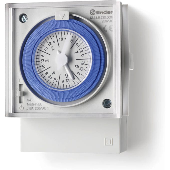 Finder Schakelklok voor frontopbouw Voedingsspanning (num): 230 V/AC 123182300007 1x wisselcontact 16 A Weekprogramma