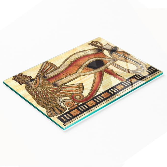 Multifunctionele decoratieve keukenplank met verstevigde randen, Egyptisch oogmotief, 80x52 cm