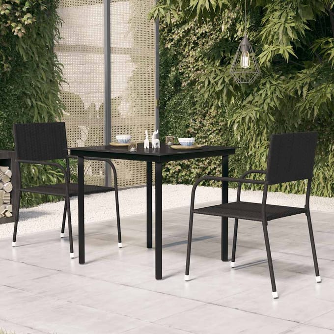 vidaXL - Tuintafel - 80x80x74 - cm - staal - en - glas - zwart