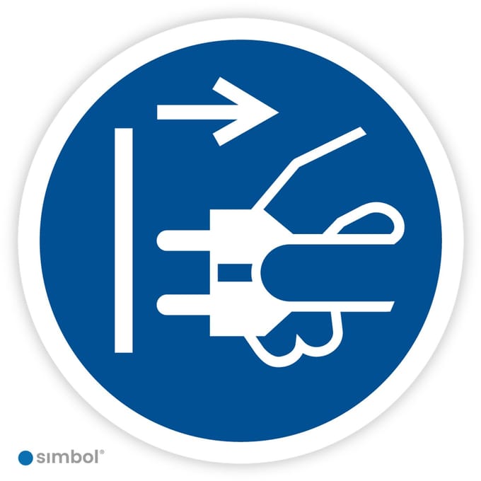 Simbol® - Stickers Voor het openen stekker uit stopcontact trekken (M006) - Formaat ø 5 cm.