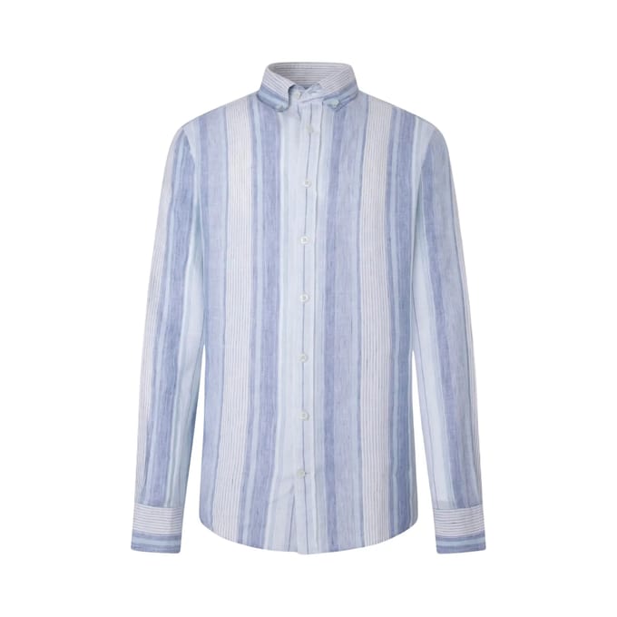 Hackett Linen Multi Stripe Overhemd Met Lange Mouwen Blauw M Man