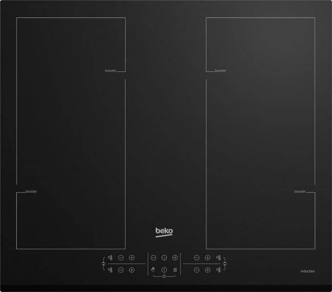 inductiekookplaat 60cm 4 pits 7200w zwart - beko - hii64206f2mt