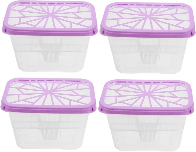 Vochtabsorber Dozen - Lege Containers - Vocht Reguleren - Herbruikbaar Ontwerp - 15 x 10 x 9.5 cm - Violet
