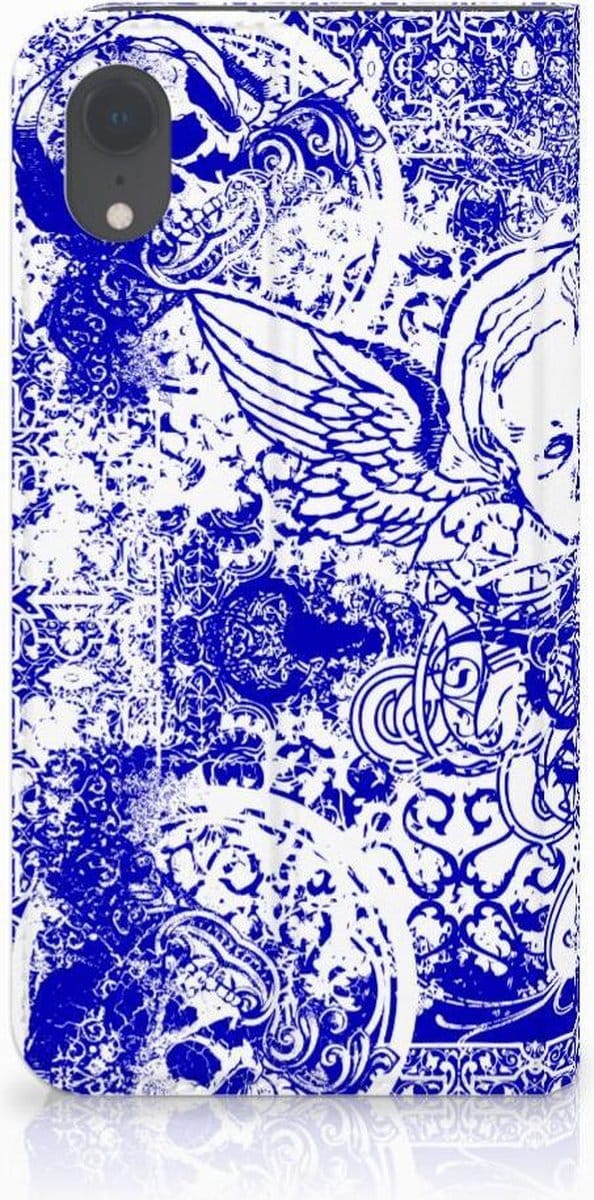 Mobiel BookCase Apple iPhone Xr Angel Skull Blauw
