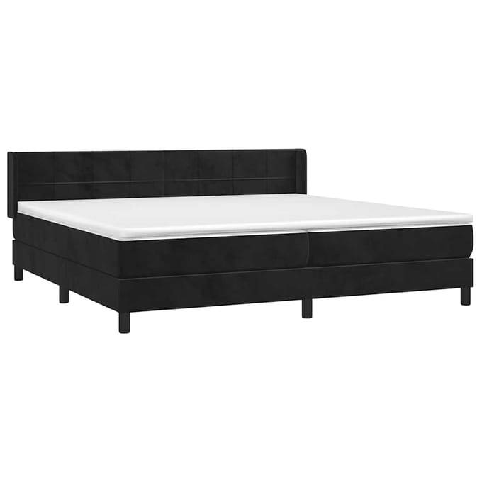 vidaXL - Boxspring - met - matras - fluweel - zwart - 200x200 - cm