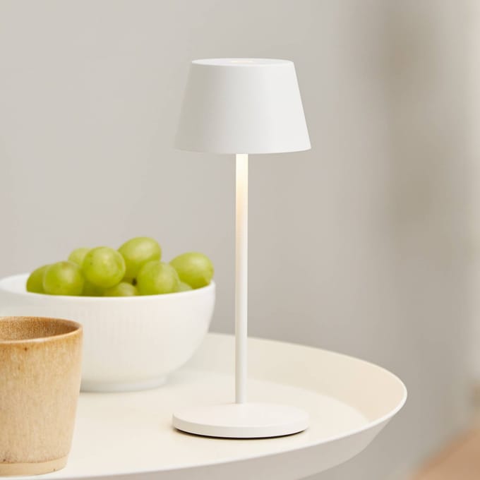 LOOM DESIGN LED tafellamp op accu Modi Micro, IP65, wit