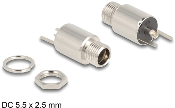 Delock Connector DC 5.5 x 2.5 mm female bulkhead soldering version - round 20 V / 10 A