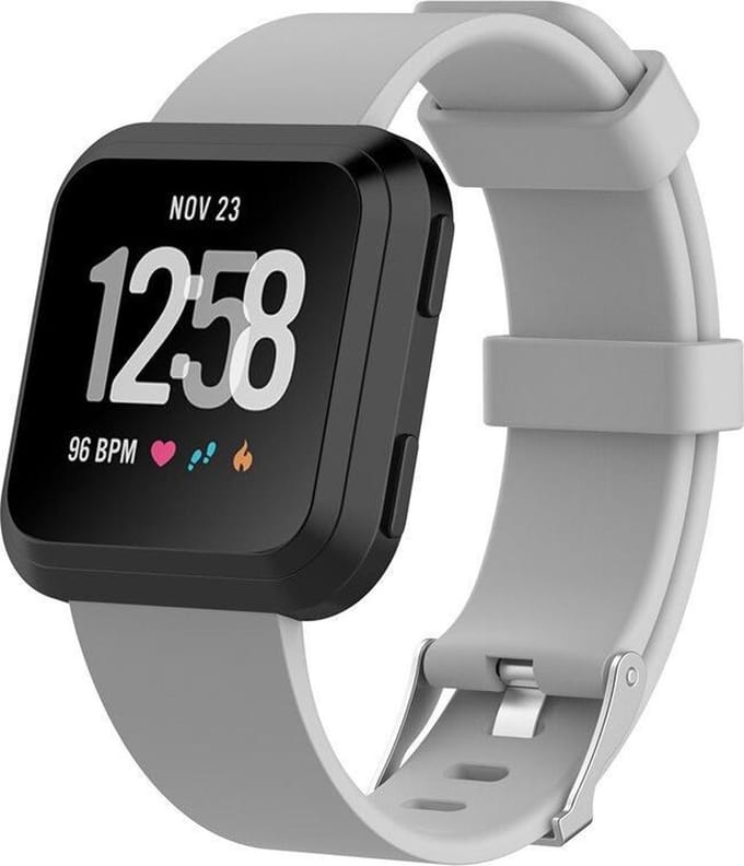 KELERINO. Siliconen bandje geschikt voor Fitbit Versa (Lite) met gespsluiting - Licht Grijs - Small