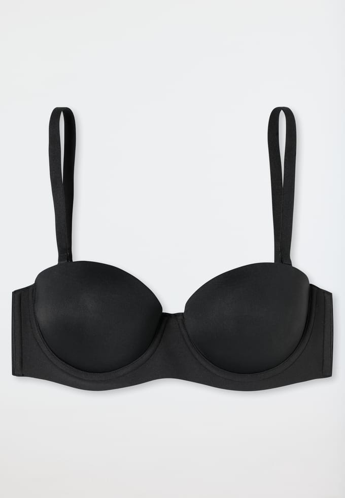 Bandeau-BH met afneembare bandjes en glijdende cups, zwart - Unique Micro 75D