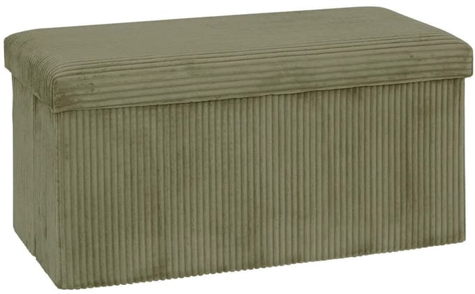 Atmosphera Hocker / Poef Ribcord - opvouwbaar - groen - MDF/polyester - 76 x 38 cm - opbergruimte - extra zitplaatsen - 2 persoons