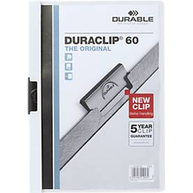 DURABLE klemmappen DURACLIP, A4, kunststof, met clip, wit