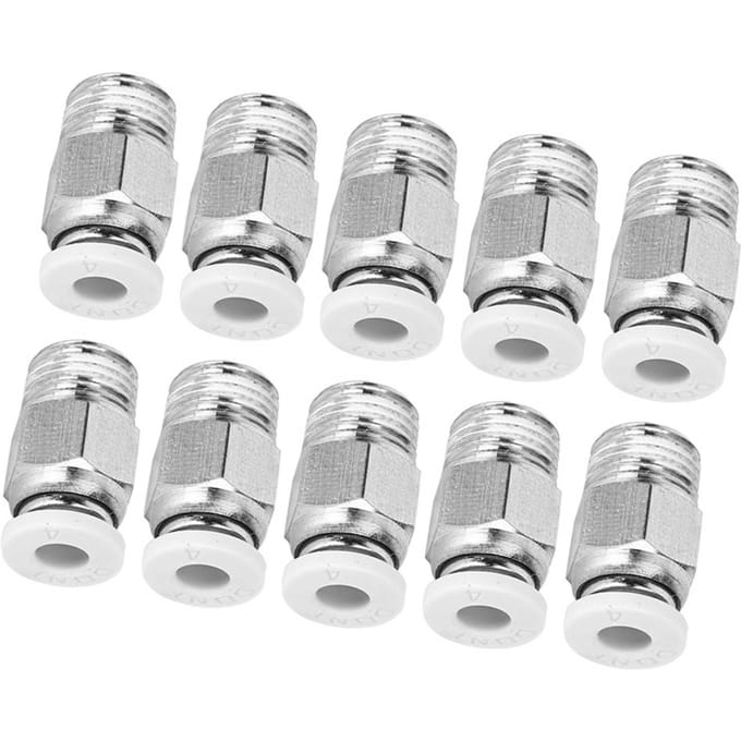 10 Pièces Raccords Pneumatiques Droits Argent Filetage M10 Accessoires Imprimante 3D PC4-01 white