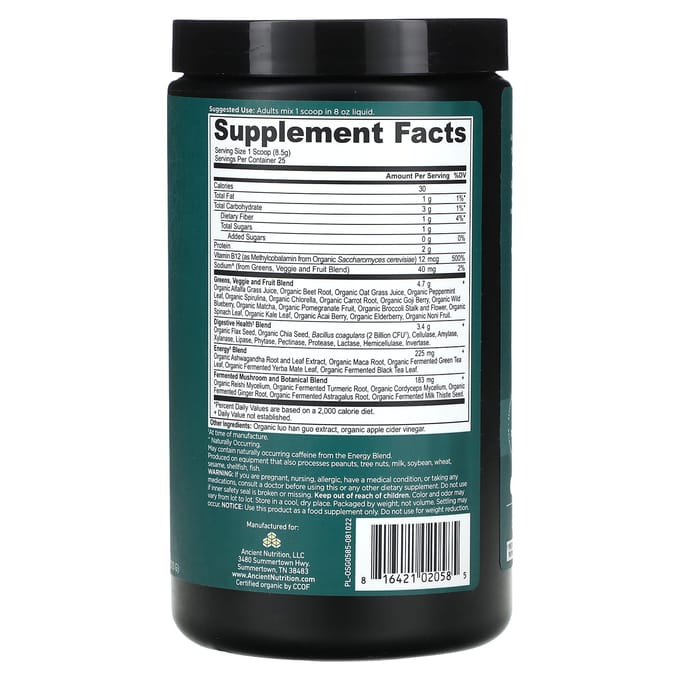 Biologische Super Greens, Energizer, 213G(7.5oz)