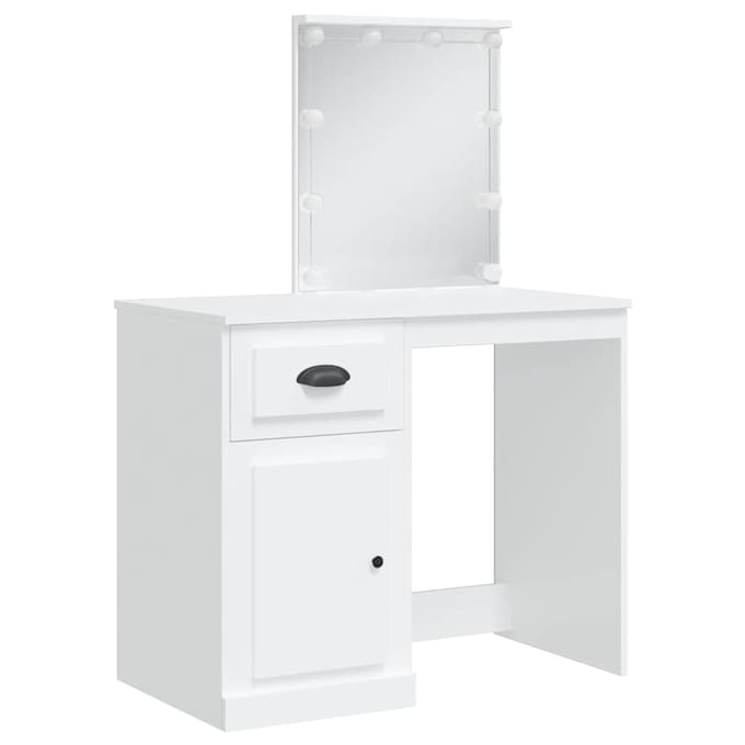 vidaXL - Kaptafel - met - LED-verlichting - 90x42x132,5 - cm - wit