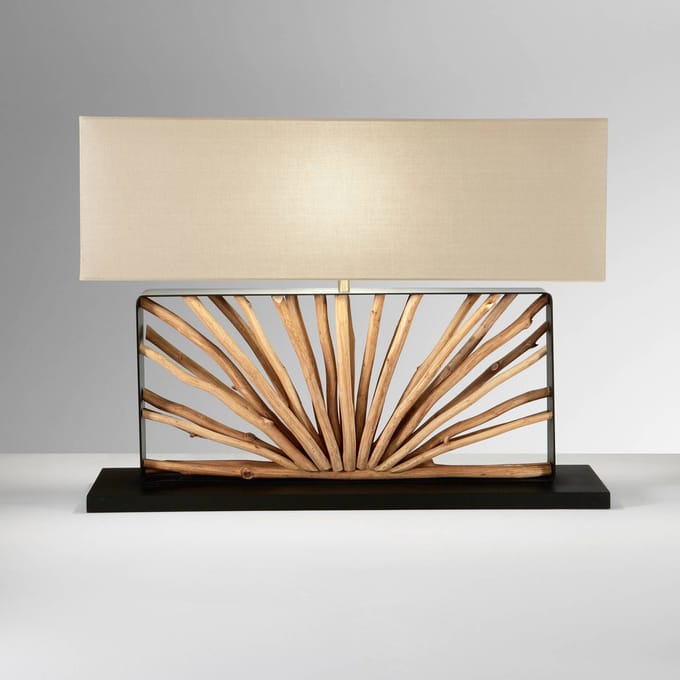 Luce Ambiente Design Tafellamp ETHERNAL zwart/hout/wit Breedte 80 cm Hout/stof