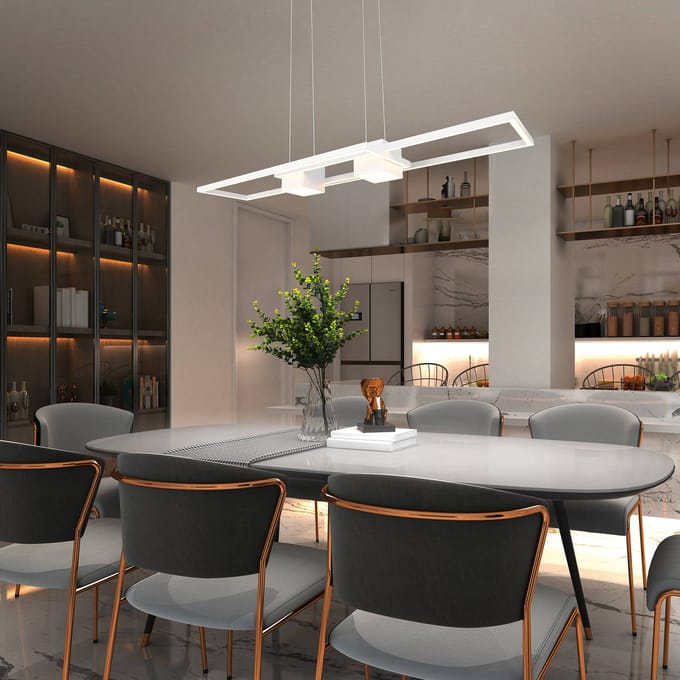 Trio Lighting Albany LED hanglamp, wit, 100 x 28 cm, aluminium, CCT dimbaar