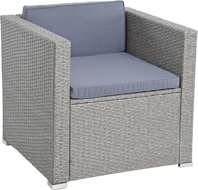 Loungebank voor Buiten - Comfortable Polyrotan Tuinstoel in Grijs