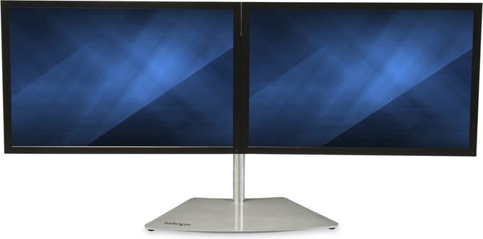 StarTech.com Dual-Monitor Stand for up to 24" Monitors - Horizontal Silver - stand