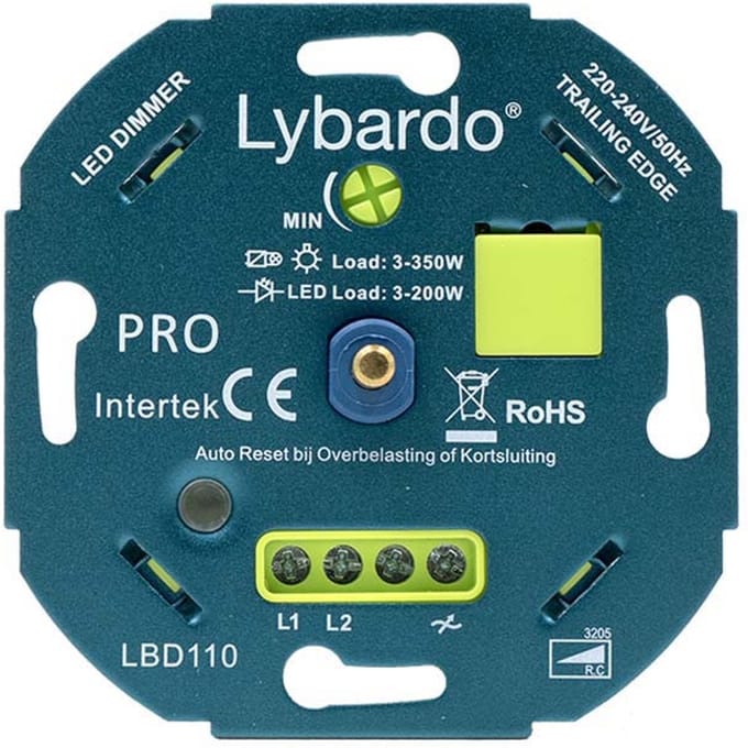 Lybardo - LED Dimmer - 3-200W - Elektronische Zekering - Universeel - Inbouw
