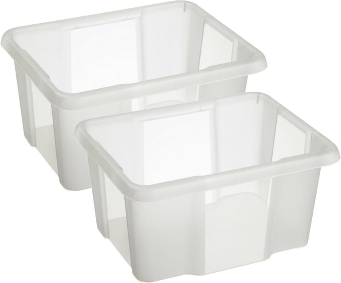 Sunware Opslagbox Nesta - 4x - kunststof - 24L - transparant - 42 x 33 x 22 cm - stapelbaar