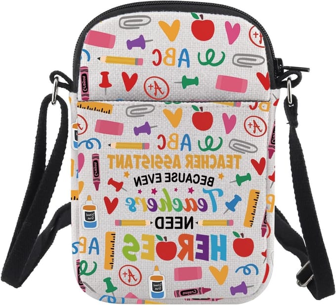 Allecto Plus - Leraar Aide Crossbody Tas met Leraar Assistent Thema - Leuke Waardering Gift voor Docenten