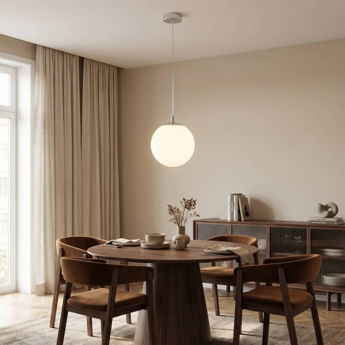Argon Hanglamp Bernike, wit/chroom, glas, Ø 30 cm
