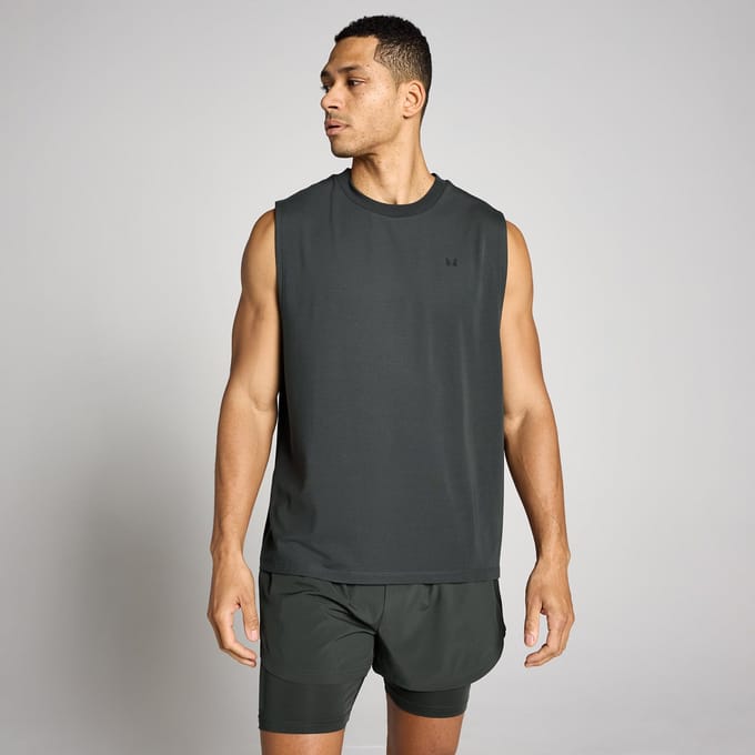 MP Heren Oversized Cotton Modal Tanktop - Gewassen Zwart - S
