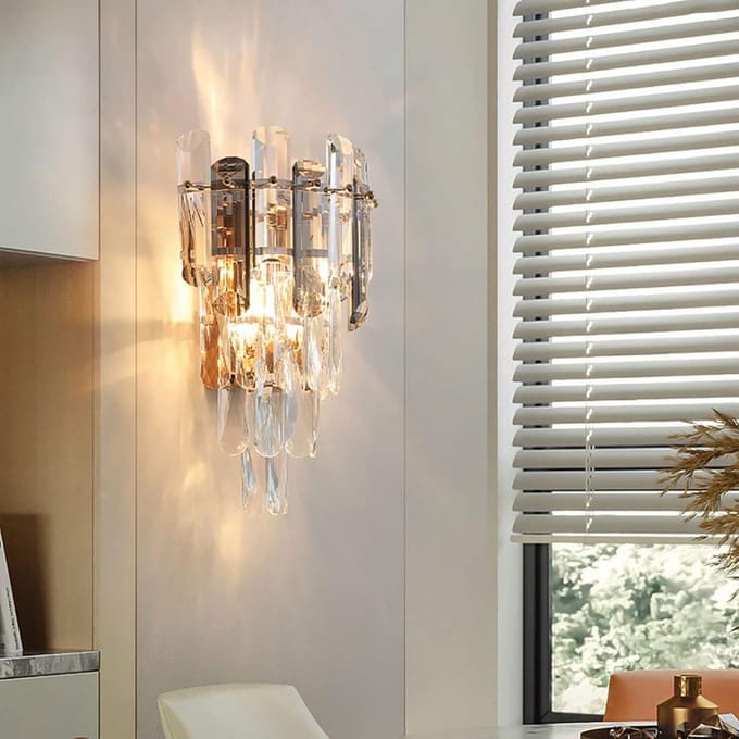 Moderne Kristallen Wandlamp in Rookgrijs